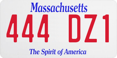 MA license plate 444DZ1