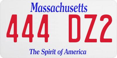 MA license plate 444DZ2