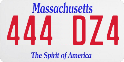 MA license plate 444DZ4