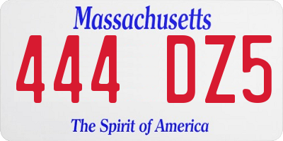 MA license plate 444DZ5