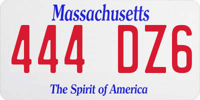 MA license plate 444DZ6