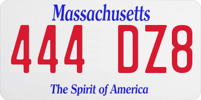 MA license plate 444DZ8