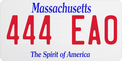 MA license plate 444EA0