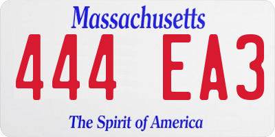 MA license plate 444EA3