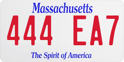 MA license plate 444EA7