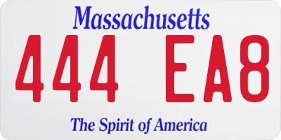 MA license plate 444EA8