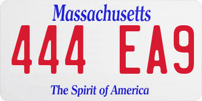 MA license plate 444EA9
