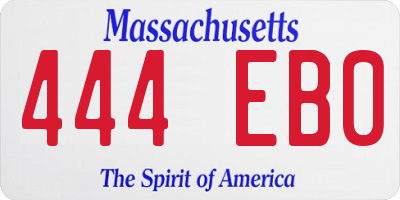 MA license plate 444EB0