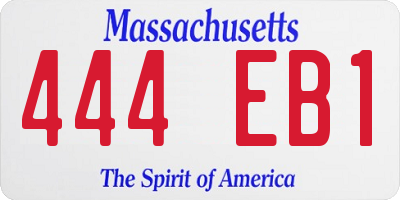 MA license plate 444EB1