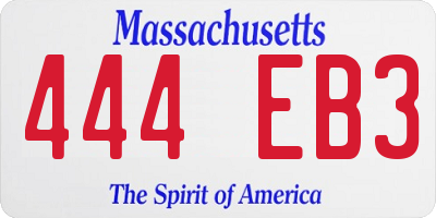 MA license plate 444EB3