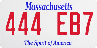 MA license plate 444EB7