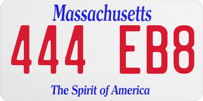 MA license plate 444EB8