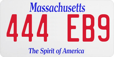 MA license plate 444EB9