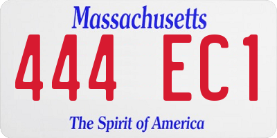 MA license plate 444EC1