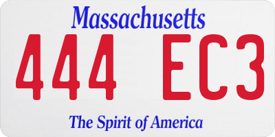 MA license plate 444EC3