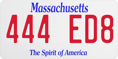 MA license plate 444ED8