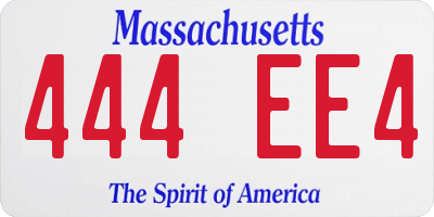 MA license plate 444EE4