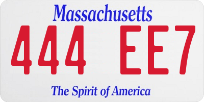 MA license plate 444EE7