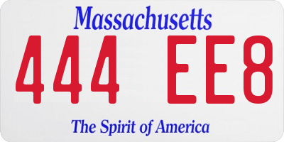 MA license plate 444EE8