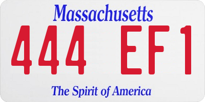 MA license plate 444EF1
