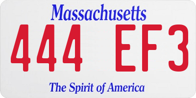 MA license plate 444EF3
