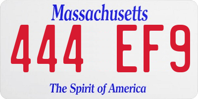 MA license plate 444EF9