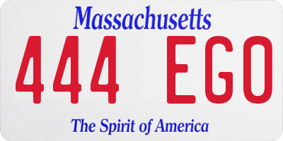 MA license plate 444EG0