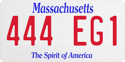 MA license plate 444EG1