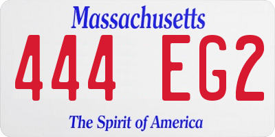 MA license plate 444EG2