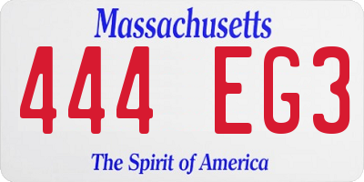 MA license plate 444EG3