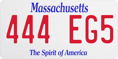 MA license plate 444EG5