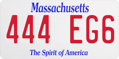 MA license plate 444EG6