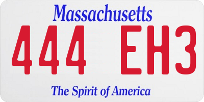 MA license plate 444EH3