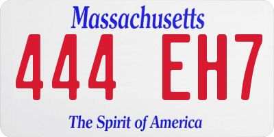 MA license plate 444EH7