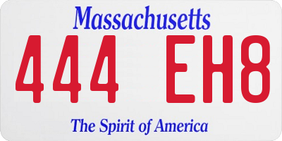 MA license plate 444EH8