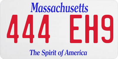 MA license plate 444EH9