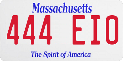 MA license plate 444EI0