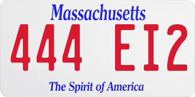 MA license plate 444EI2