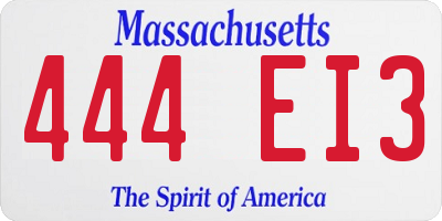 MA license plate 444EI3
