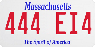 MA license plate 444EI4
