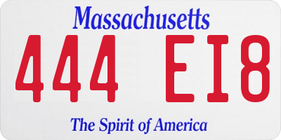 MA license plate 444EI8
