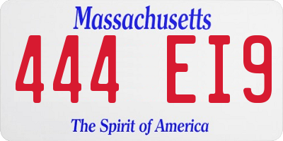 MA license plate 444EI9