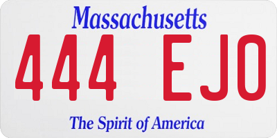 MA license plate 444EJ0