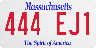 MA license plate 444EJ1