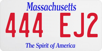 MA license plate 444EJ2