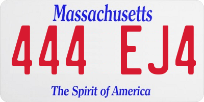 MA license plate 444EJ4