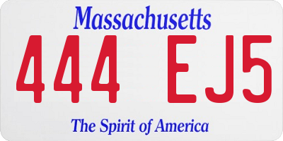 MA license plate 444EJ5