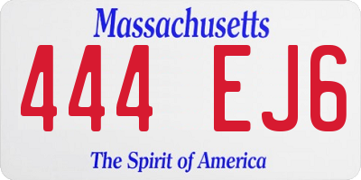 MA license plate 444EJ6