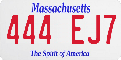 MA license plate 444EJ7