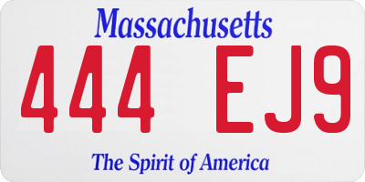 MA license plate 444EJ9